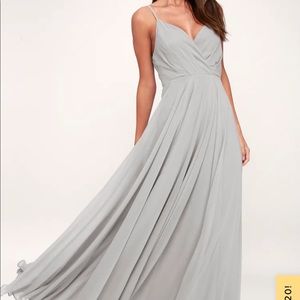 NWT Lulus All About Love Light Grey Maxi Dress M